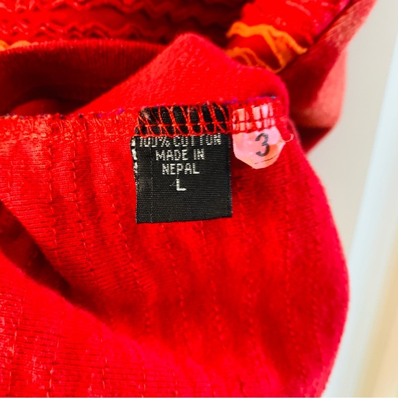 Karma Circle USA Red Orange Rainbow Ruffle Textured Cotton Tank Top | Large - Picture 4 of 6